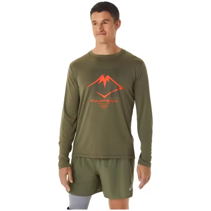 Camiseta de Manga Larga Asics Fujitrail Logo para hombre en color verde - 1