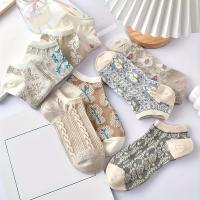 9 Pares De Calcetines De Verano Para Mujer Estilo Retro Impresión Bajo Tobillo Suaves Y Cómodos Calcetines De Barco - details 1