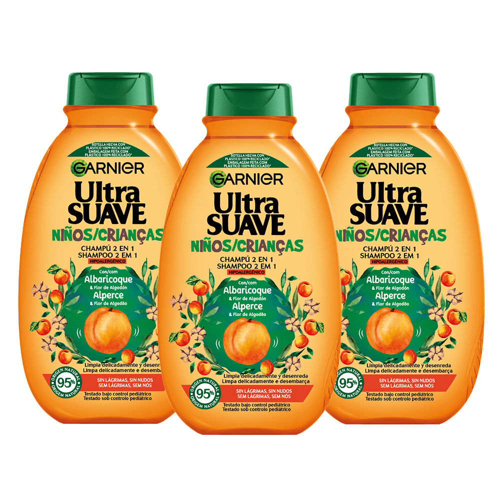 Garnier | Original Remedies Ultra Suave Delicatesse de Avena Champú 2 en 1 NIÑOS - para cabello sensible / Ultra Suave Albaricoque champú 2 en 1 para niños fácil de desenredar 400ml