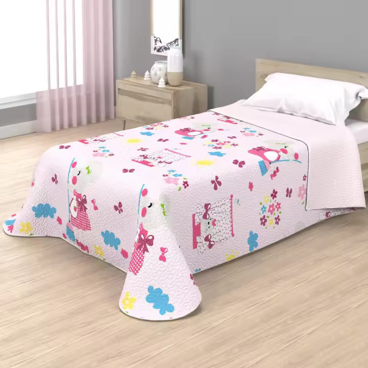 various - Colcha Infantil Fina de Verano y Primavera Sin Cojines. Ligera Colcha Estampada cubrecama de Microfibra.Colcha 180 x 260 cm para Cama Individual de 90 cm Diseño Unicornio Arcoiris,Perrito,Cerditos ect... - 1