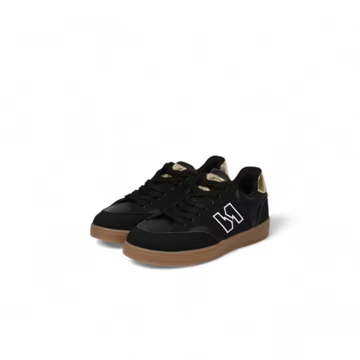 Zapatillas Sneakers para mujer con diseño N Zapatos casuales planos color negro rojo y beige yh39 - 1