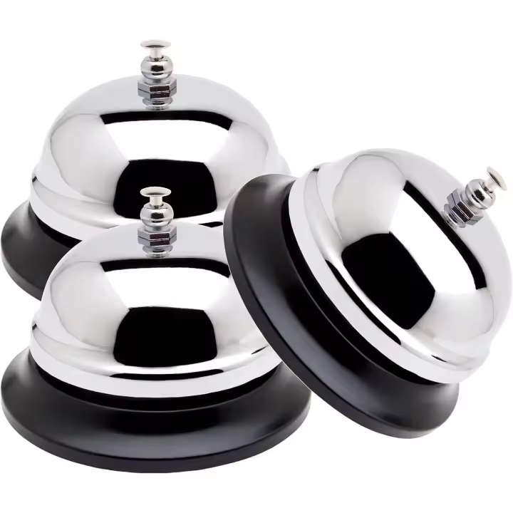 PORCHEDDU Timbre de Recepción Timbre de Mesa Campana Clasico de Acero para Llamadas Bell para Hotel, Bar, Restaurantes(3Pack) - 1