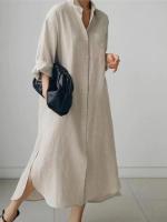 Camisa De Punto De Algodón Y Lino Para Mujer Moda Verano Elegante Cardigan Irregular Suéter De Manga Larga Cierre Único - details 4