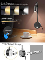 2pcs Lámpara De Lectura USB 5V Para Cama Y Pared Con Dobladillo Largo De 15" Luz LED De 3W Regulable Por Toque Para Estudio Y Trabajo - details 6