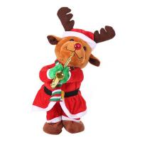 Muñeca De Peluche 32cm Tema Navidad Cantando Divertida Bajo Eléctrico Saxofón Dancer Santa Reindeer Decoración Creativa De Navidad - details 0