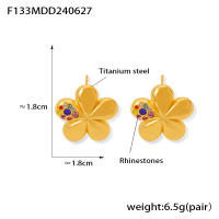 Pendientes de Maple inoxidable de la Flor del Pivot priionero para las mujeres de Oro de Plata con inclusiones de color Multi Zircon Pendientes de las mujeres Cute Girls Ear Cuff - details 0