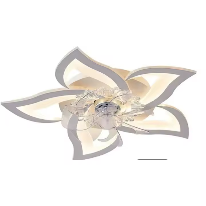 Ventiladores de techo, con luces y control remoto, ventiladores de techo cromados silenciosos con lámparas, motor CC reversible, memoria regulable, ventilador de perfil bajo, luz de techo con 6 velocidades, modo verano e invierno - 1