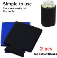 2Pcs Beer Cooler,Soft Neoprene Can Coolers for Soda Cans Beer Cans Beer Bottles(Blue and Black) - details 0