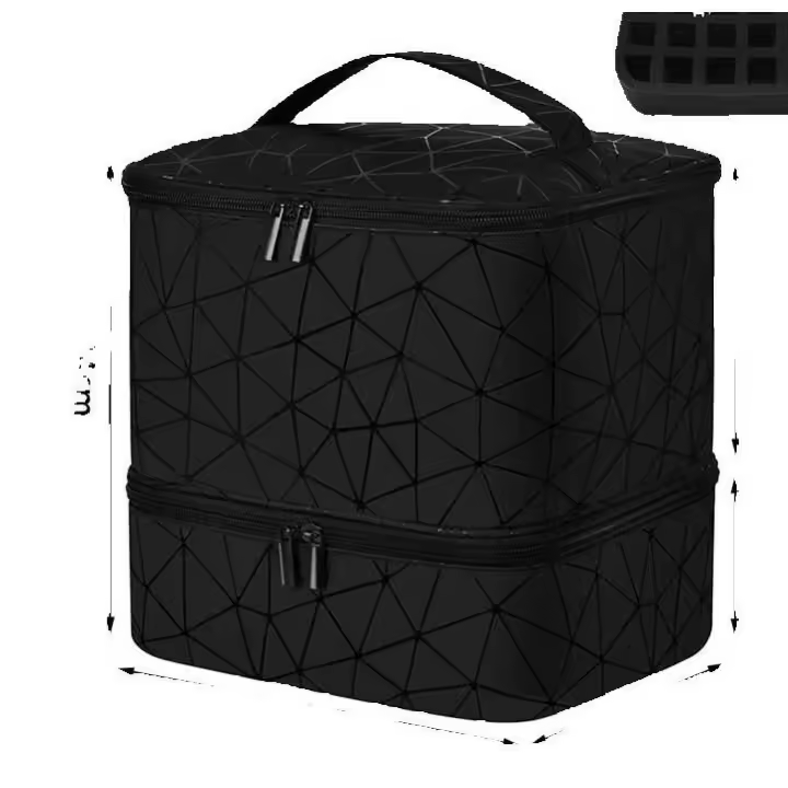Esaltes Bolsa de Uñas, Organizador Pintauñas de Almacenaje Portátil de Doble Capa, Estuche Manicura Grande para Lámpara de Uñas y Accesorios, Neceser de Viaje (Rosa) - 1