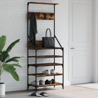 vidaXL Perchero con Zapatero Soporte para Ropa Estantes para Zapatos Color Gris sonoma,  Negro,  Roble ahumado y mas - details 2