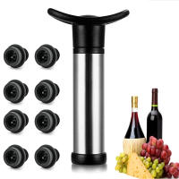 Tapa De Vino Con Bomba De Vacío Preservador De Bebidas De Silicona Negro Ecológico Aerator Para Botellas De Vino - details 0