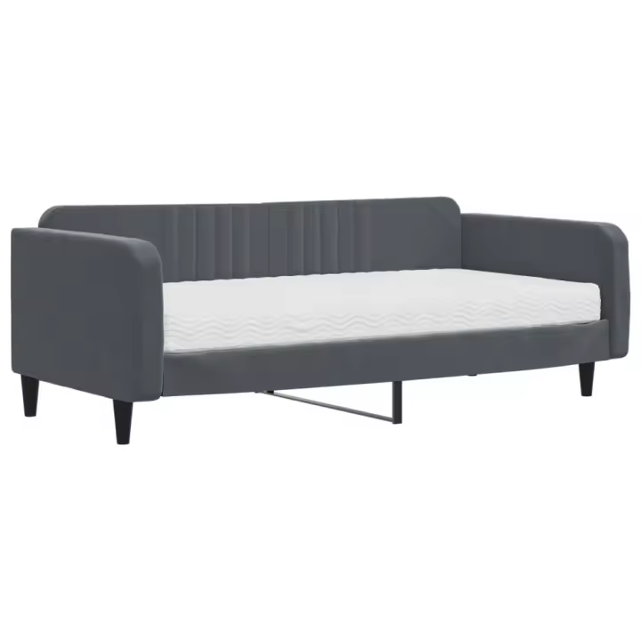 vidaXL Sofá cama con colchón terciopelo gris oscuro 100x200 cm - 1