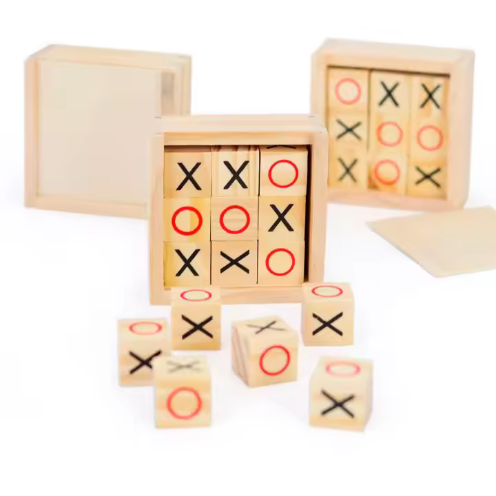 Disok Juego de Mesa de Madera 3 en Raya en Caja - Personalización de Etiquetas Gratis - Regalos Cumpleaños y Comuniones - 1