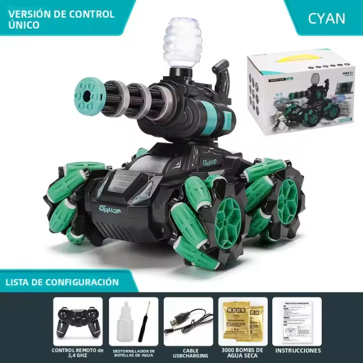 Tanque De Control Remoto Con Sensor De Gestos Y Bomba De Agua Lithium Batería Juguete Para Niños Y Niñas Edad Recomendada 3+ - 1
