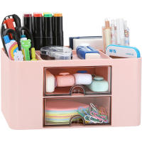 Organizador De Escritorio Con 2 Cajones Estuche De Almacenamiento Para Suministros De Escritorio Y Oficina Plástico Para Carteles Y Lápices - details 8