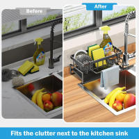Organizador De Fregadero De Cocina Rack Para Esponja Y Toallas Soporte Para Grifo Drenador De Jabón Y Paño De Cocina Material Plástico - details 7