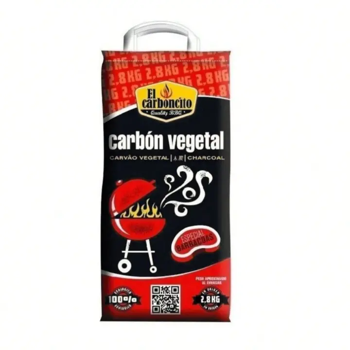 Carbón Puro Vegetal Especial Barbacoa 2.8KG-1 BOLSA, Carbón Vegetal para Barbacoa, Bolsa de 2.8 kg, Carbón Duradero de Poder Calorifico elevado - 1