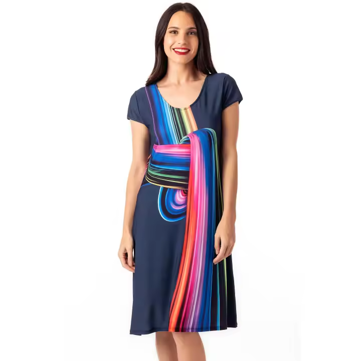 Vestido de manga corta de verano estampado para mujer Masquerade – Tela de alta calidad - 1