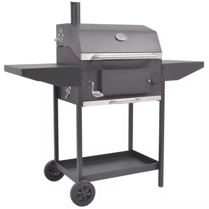 vidaXL Barbacoa Ahumador al carbón con estante inferior negro - 1