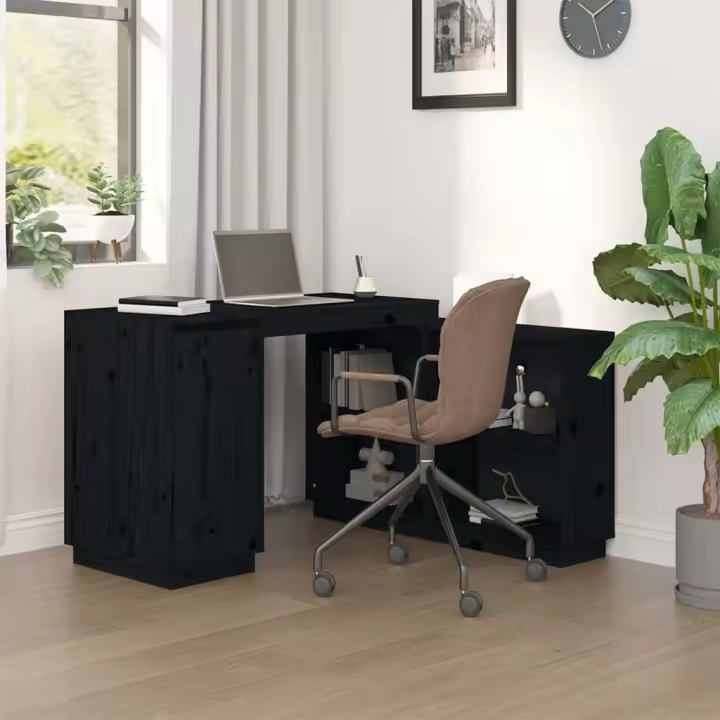 Negro de Madera Maciza de Pino 110x50x75 cm - 1