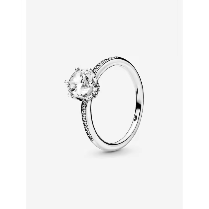 Pandora-Anillo Lonely con corona brillante transparente-Plata de Lei - 1