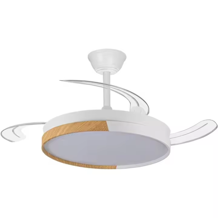 Ventilador LED aspas plegables Arpino Blanco+Madera CCT 3000-4000-6000K, Intensidad Regulable 45W, Silencioso，Variable de frecuencia，42 pulgadas - 1
