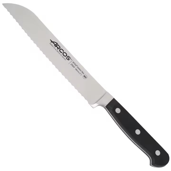 ARCOS Clásica - Cuchillo Panero (180 mm) - Hoja de Acero Inoxidable Forjado Nitrum® - Mango Negro de Polioximetileno (POM) - 1