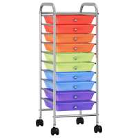 vidaXL Carrito de Almacenaje Portátil 10 Cajones Plástico Compras Color Blanco,  Multicolor,  Negro y mas - details 1