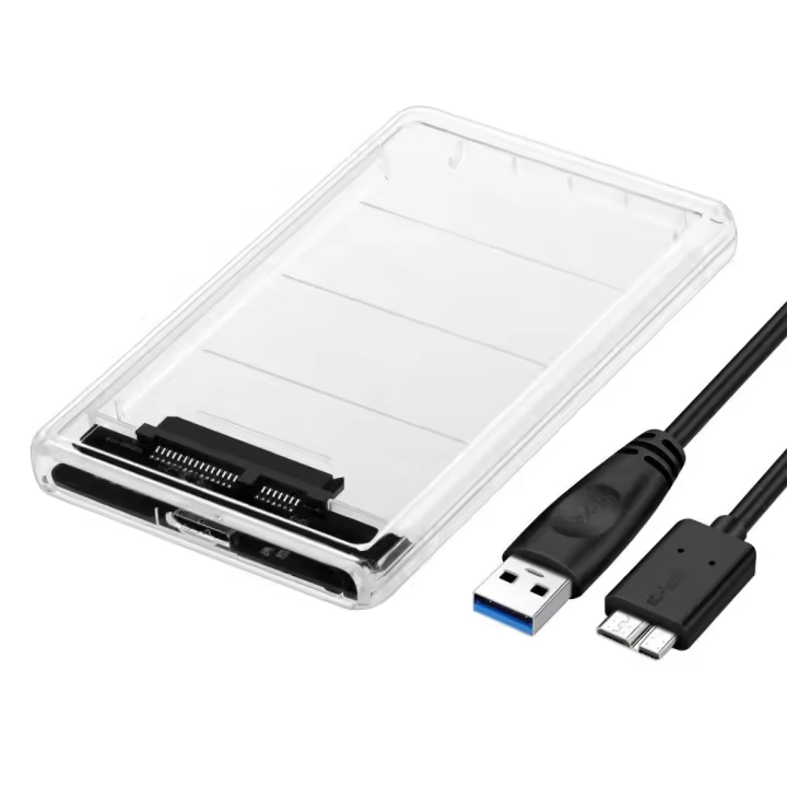 Carcasa Disco Duro 2,5" USB 3.0 Externo para HDD SSD SATA I/II/III de 7mm y 9.5mm, Transparente, Compatible con Windows, Linux, Mac, UASP & Trim, Instalación sin Herramientas, 5Gbps - 1