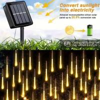 Luz De Lluvia De Meteoros Solar 30cm Con 8 Tubos Y 192 LEDs Luces De Hadas Impermeables Para Decoración De Navidad - details 12