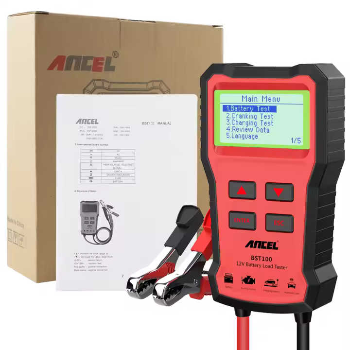 ANCEL BST100 Analizador De Baterías De Coche 12V Prueba De Circuito De Carga Y Arranque Herramienta Multilenguaje Para Baterías 220Ah 2000CCA - 1