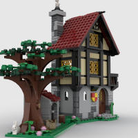 519PCS Modelo Medieval De Casa MOC-82740 Vista De La Calle De La Ciudad Pila De Fogatas Para Dormitorio Bloques De Arquitectura Modular Regalo Para Niños - details 1