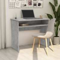 vidaXL Escritorio de madera contrachapada 90x50x74 cm en color Blanco/Blanco brillante/Gris hormigón y más | estructura resistente ideal para salón dormitorio o estudio - details 2