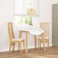 vidaXL Sillas de comedor 2 unidades madera maciza de caucho en color Blanco/Blanco y gris/Natural y claro y más | cómodas modernas ergonómicas para comedor cocina salón hogar - details 2
