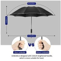 Paraguas Automático Completo Para Hombres Y Mujeres Con Rayas Reflectantes Antiviento Y Protección UV Paraguas Tridimensional Para Adultos - details 5