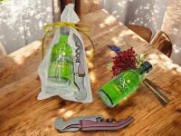 Lote de 10 miniaturas de bebida de 5 cl y sacacorchos en chupito de cristal con bolsa de regalo con lazo - Regalos originales para invitados de boda, aniversarios, comuniones, bautizos, cumpleaños, despedidas de soltero/soltera - details 10