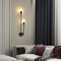 Lámpara De Pared LED Dorada Negra Lujo Moderna Nórdica Minimalista Creativa Para Sala De Estar Corredor Dormitorio Lateral - details 4