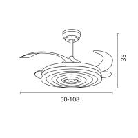 BEL AIR HOME Ventilador de Techo ROCAS con Motor DC y Aspas Desplegables con Luz Led 36W MEMORIA y Regulable en intensidad DIMMER (Luz nocturna) - Maca BEL AIR HOME - Silencioso y eficiente - Control Remoto incluído - Ideal para dormitorios y Comedores - details 3