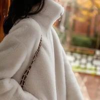 Abrigo De Mujer Caliente Con Cierre De Cremallera Y Doble Cara De Peluche Acolchado Cuello Alto Faux Fur Abrigo De Mujer - details 8