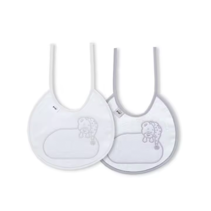 BAVETE (PACK 2 UNIDADES) 100% ALGODÃO- CINZA & BRANCO - 1