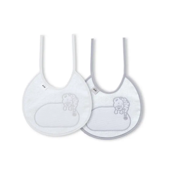 BAVETE (PACK 2 UNIDADES) 100% ALGODÃO- CINZA & BRANCO - 1