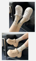 Sandalias De Tacones Altos Para Mujer Verano Cuña Plataforma Cerrada Antideslizante Suela Gruesa EVA Color Negro Blanco Caqui - details 21