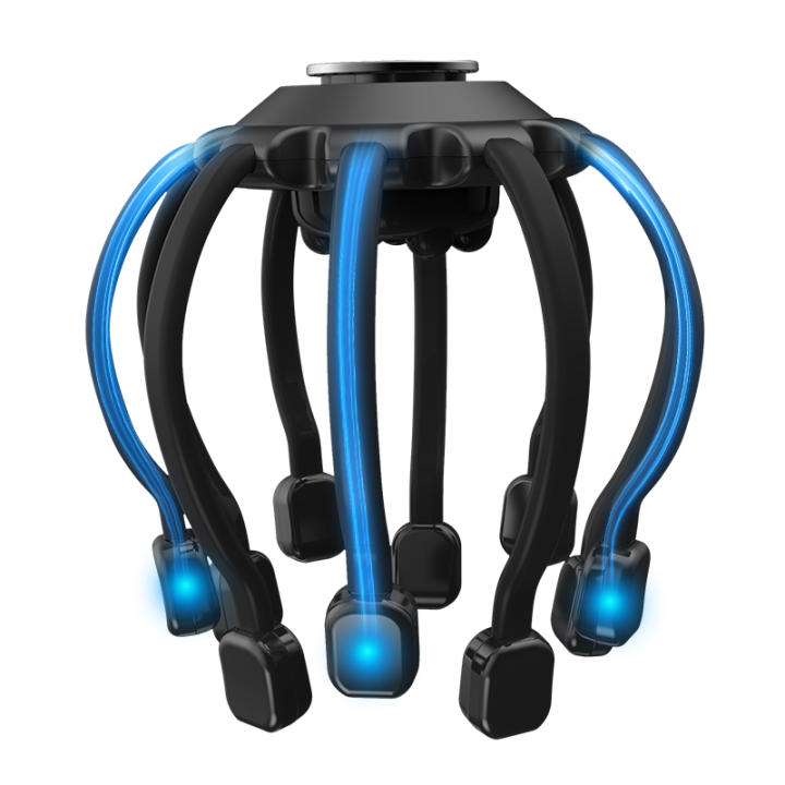 Rosa eterna Masajeador de cuero cabelludo, masajeador de cabeza eléctrico con música Bluetooth, 10 puntos de vibración, 4 modos ajustables, recargable y portátil para aliviar el dolor y la ansiedad, relajar el estrés y la tensión, sueño profundo, regalo