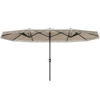Outsunny Sombrilla Doble 4,5x2,65 m Sombrilla Terraza Exterior con Manivela Manual Resistente al Agua y Protección UV30+ Sombrilla Grande para Terraza Playa Piscina Crema - details 0