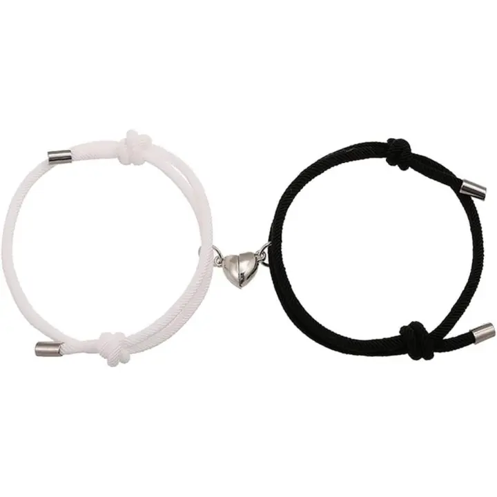 Juego de 2 pulseras magnéticas para parejas con Colgantes de corazón, pulsers para parejas a juego, Regalos para Novios, Novias, Maridos, esposas y Amantes - 1