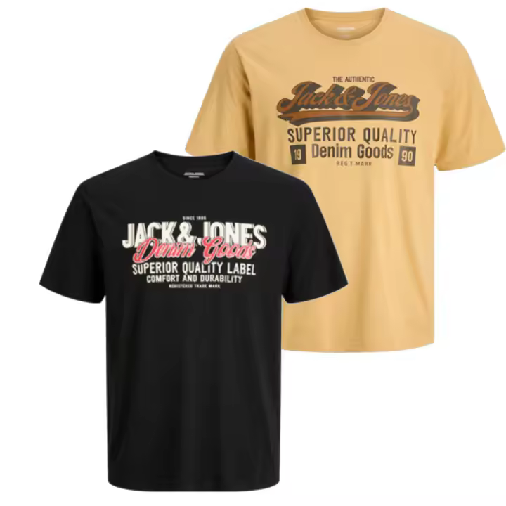 Jack & Jones hombre Pack 2 camisetas Mod JJelogo logo estampado moda casual informal , Ideal Primavera Verano - 1
