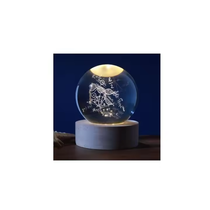 LAMPARA BOLA DE CRISTAL DECORATIVA iTOTAL MUSIC BASE MADERA BOLA CRISTAL - 1