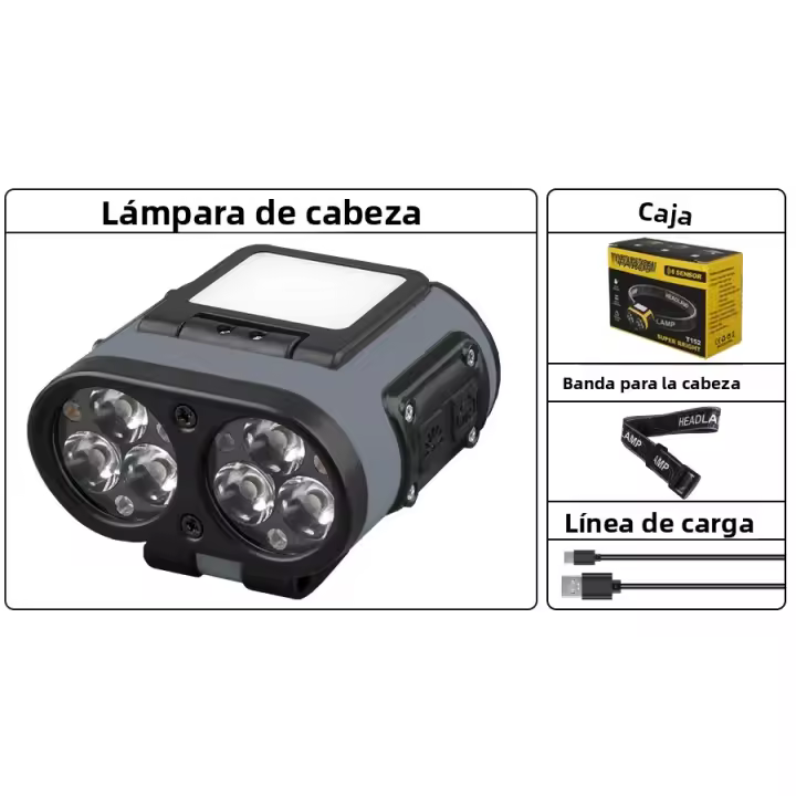 Linterna Frontal LED Con Sensor Inteligente Y Clip Recargable Tipo-C Con Pantalla De Energía Para Ciclismo Pesca Camping Y Otros Uso Exterior - 1