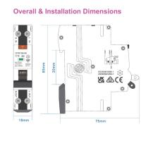 Interruptor diferencial superinmunizado Clase A SI, con protección sobrecorriente y fugas. RCBO espacio reducido. (25A, 2P, 30mA) - details 6