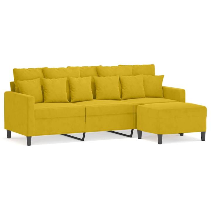 Sofá 3 Plazas Terciopelo con Taburete vidaXL Amarillo - Miravia